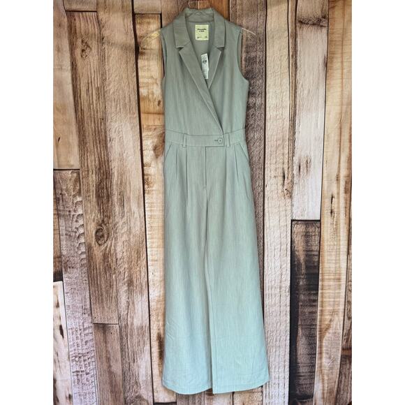 Abercrombie & Fitch Sloane Jumpsuit Wide Leg Sleeveless Gray XS NWT Workwear - Picture 1 of 8